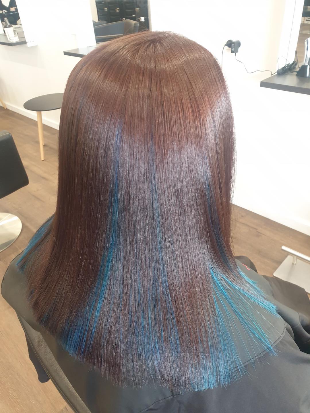Golden Brown With Blue Hair Colour — Hair Salon in Vincentia, NSW
