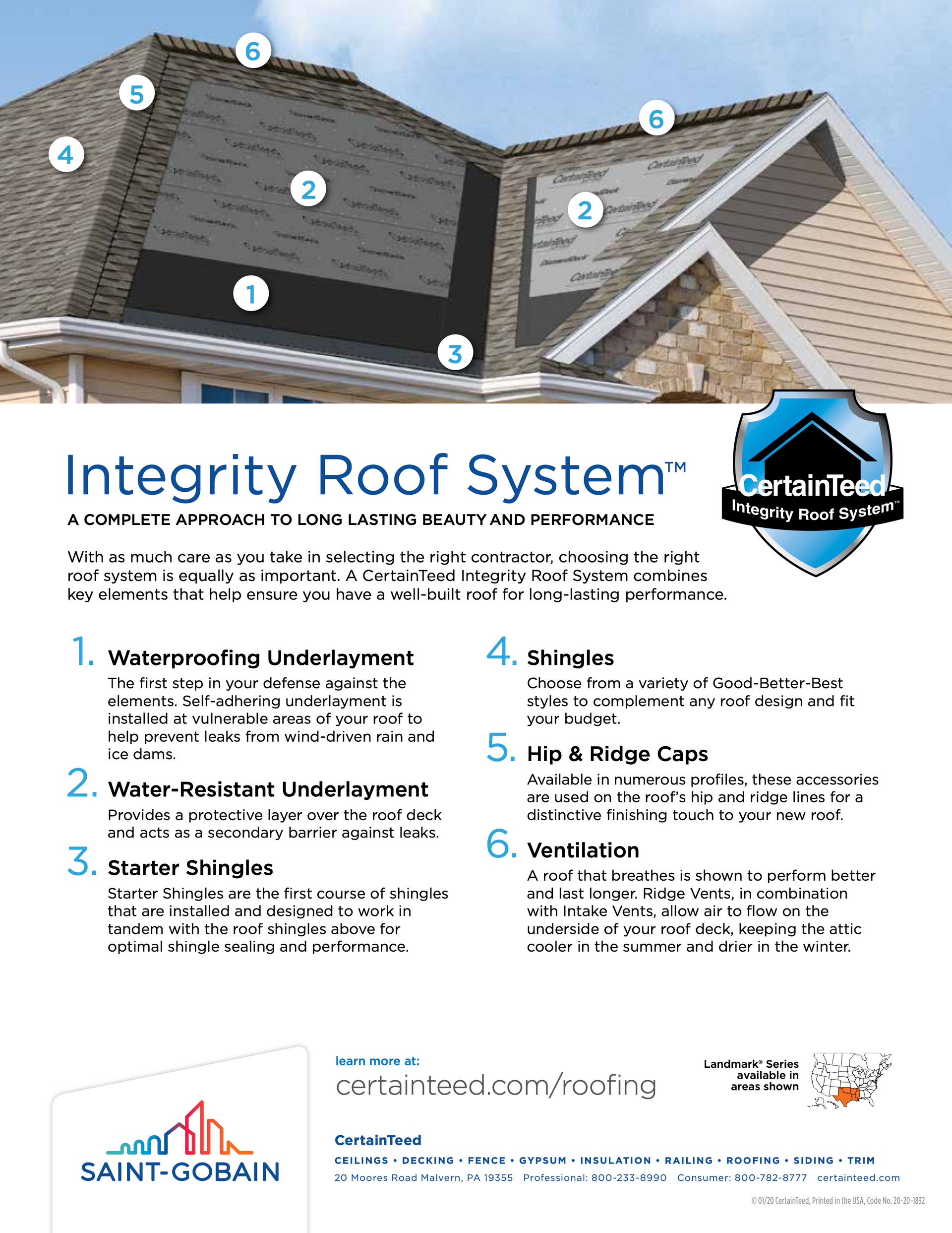 A brochure for integrity roof system with a picture of a house.