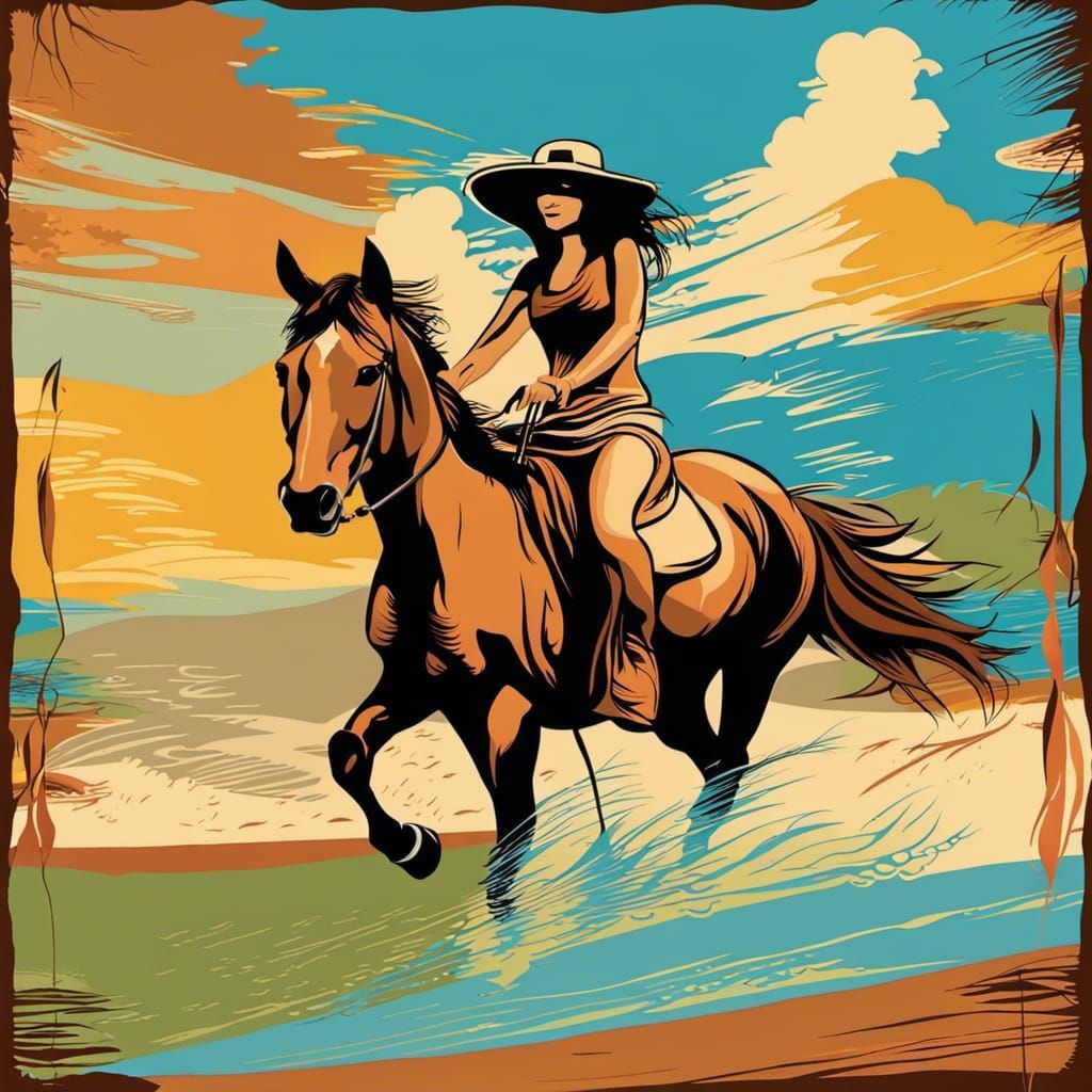 image Costa Rican woman riding horse