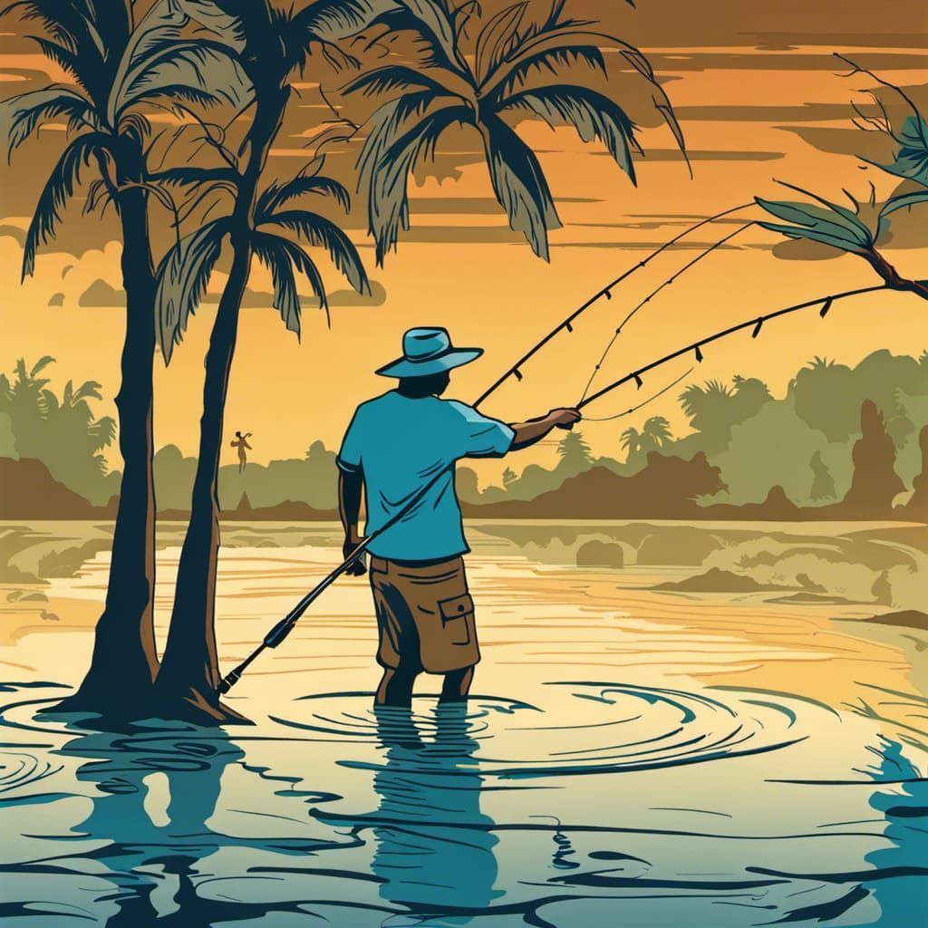 image of man fly fishing