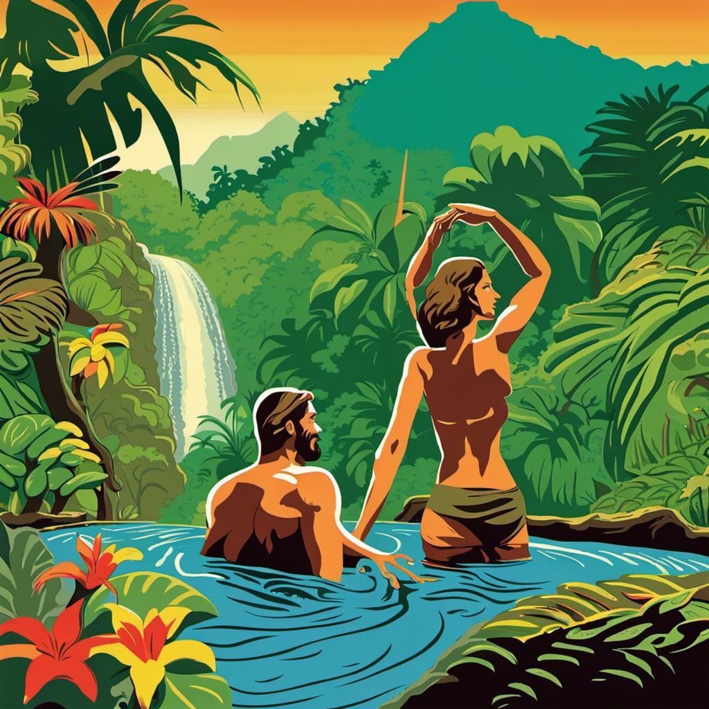 image couple in Volcano Arenal Tabacon hot spring