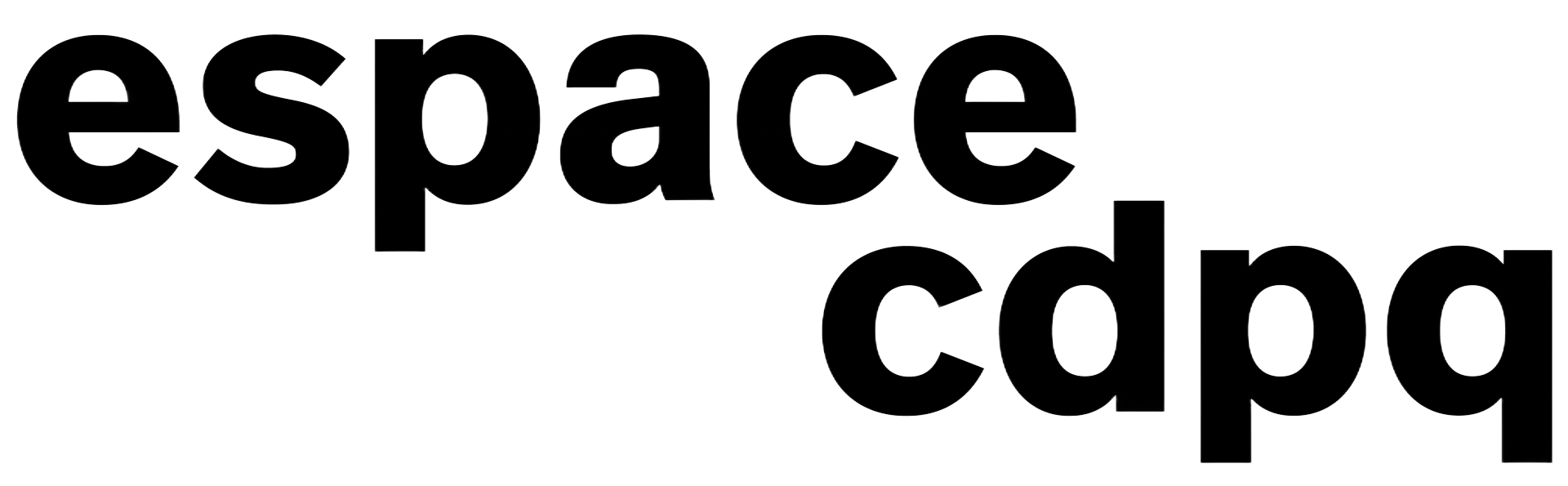 « espace » en gras et en noir, au-dessus de « cdpq » en gras et en noir, légèrement en diagonale.