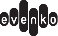 Logo de « evenko » avec un graphique à barres verticales représentant les ondes sonores.