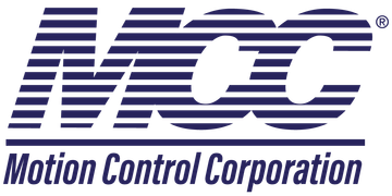 A blue and white logo for the motion control corporation