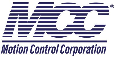 A blue and white logo for the motion control corporation