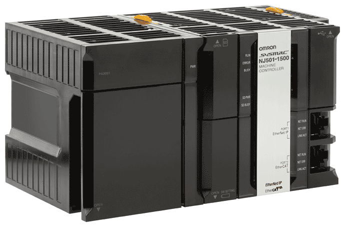 A black and white box with a yellow sticker on it.