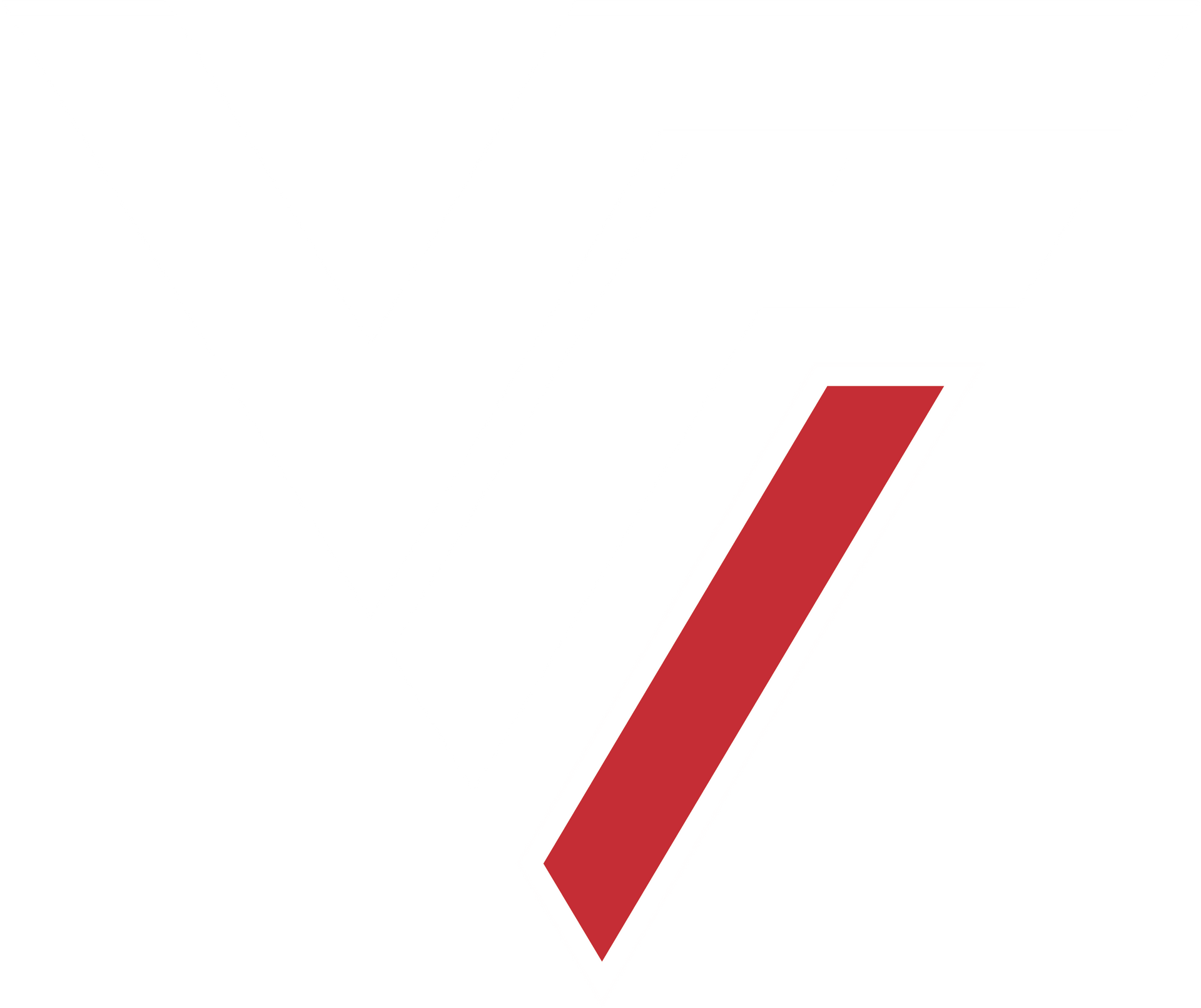 A thick, red diagonal line pointing upward to the right, centered against a plain white background.