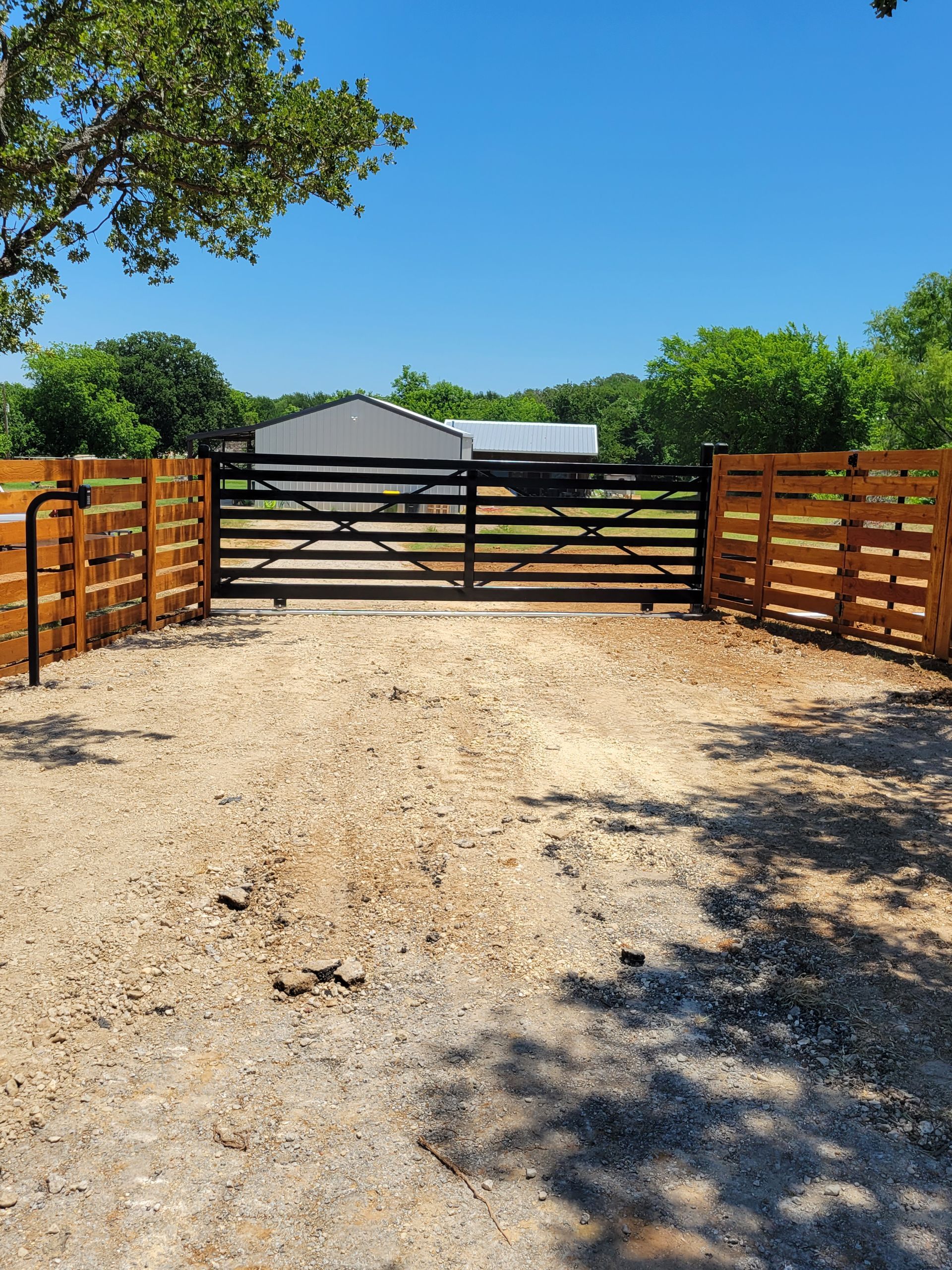 Entry gate with wood