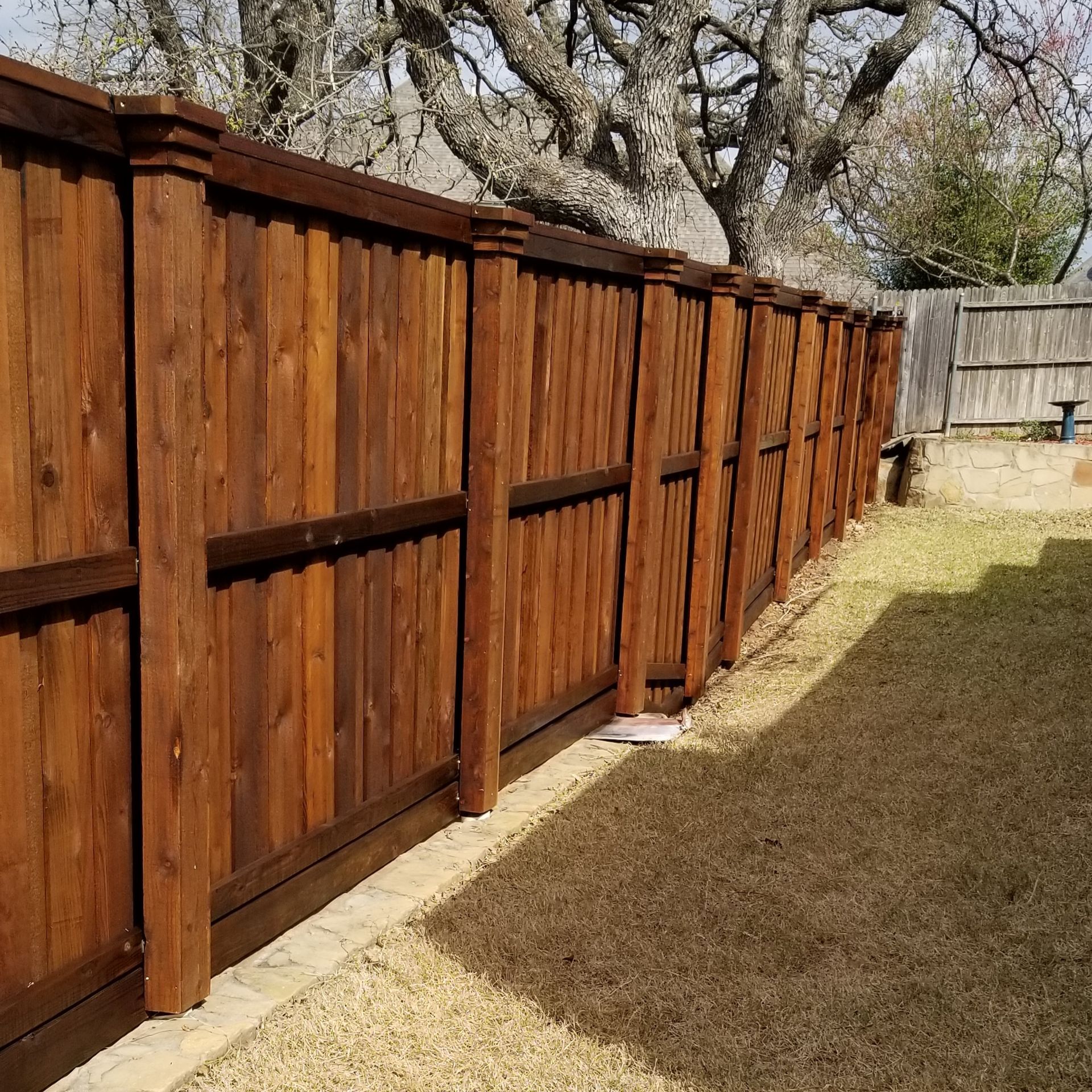 Wood privacy fence