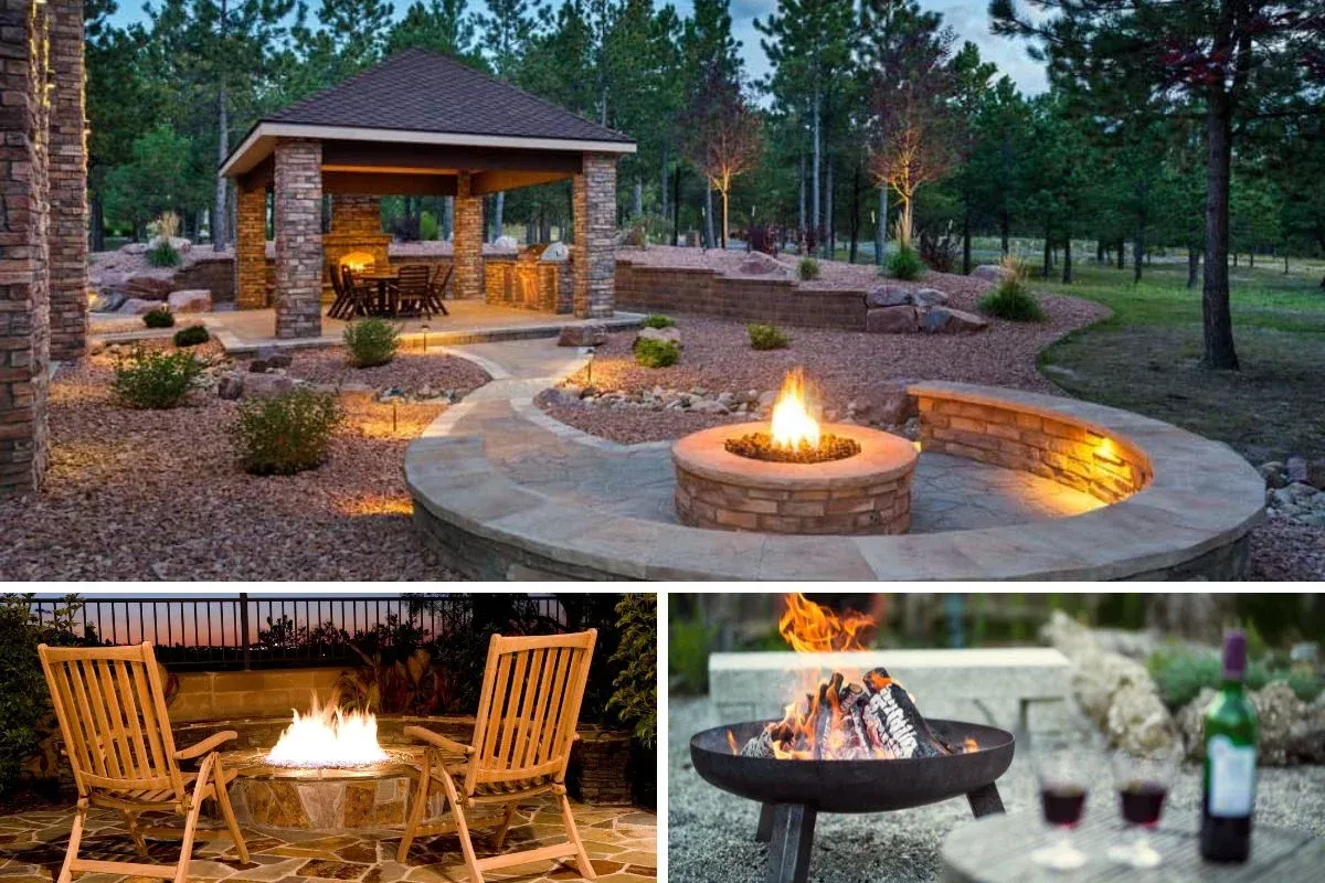 Outdoor firepits and patio covers