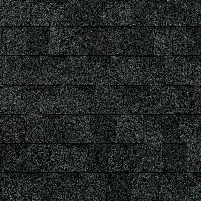 Black asphalt shingle roofing.