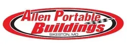 Logo for Allen Portable Buildings in red, black, and white.