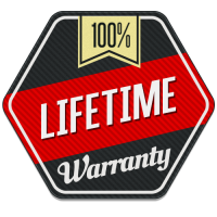 Black and red hexagon logo with text