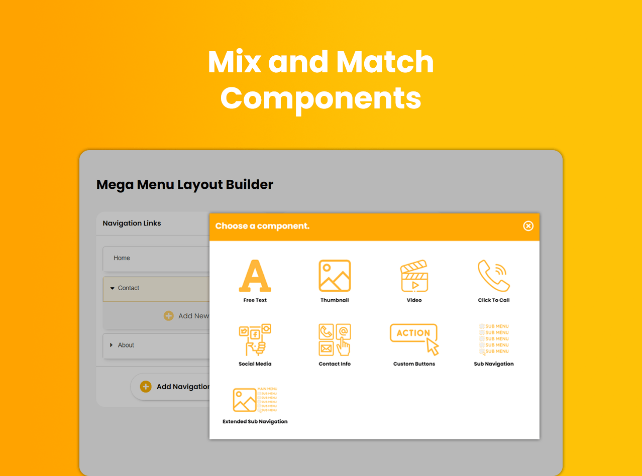 Adding and Customizing Components in Mega Menu.
