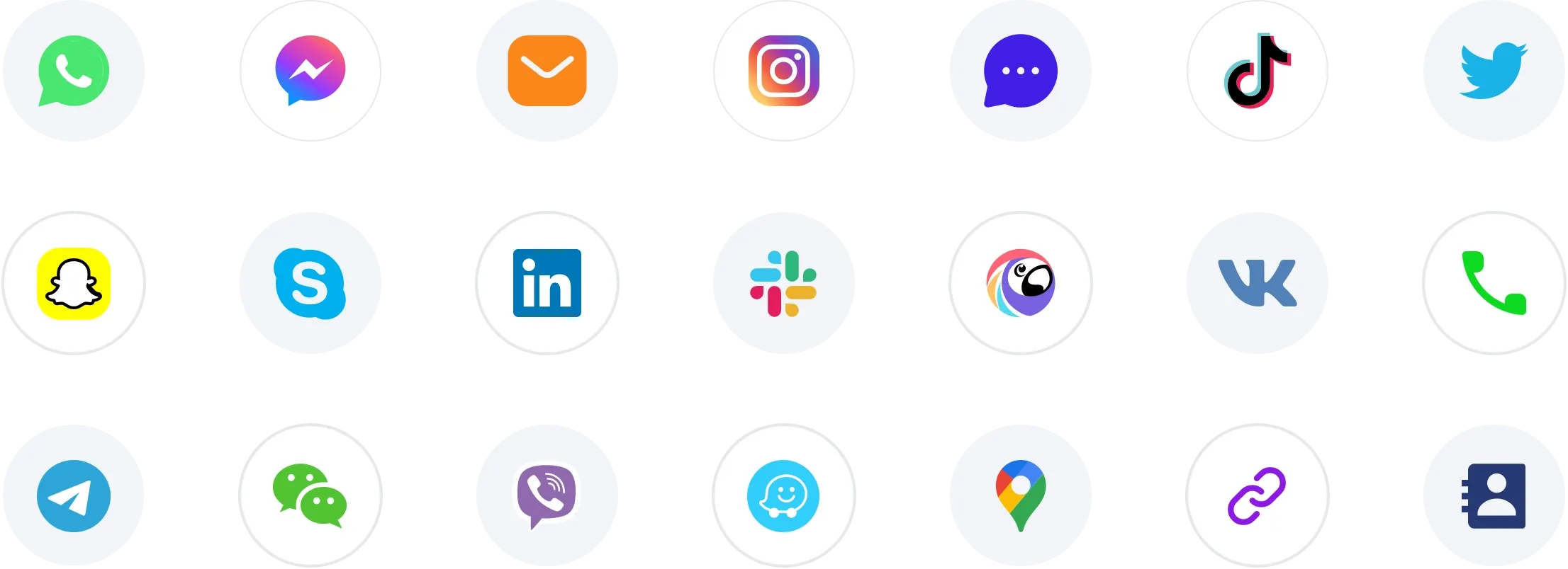 Collage showcasing logos of the 20+ messaging apps supported by Chaty.