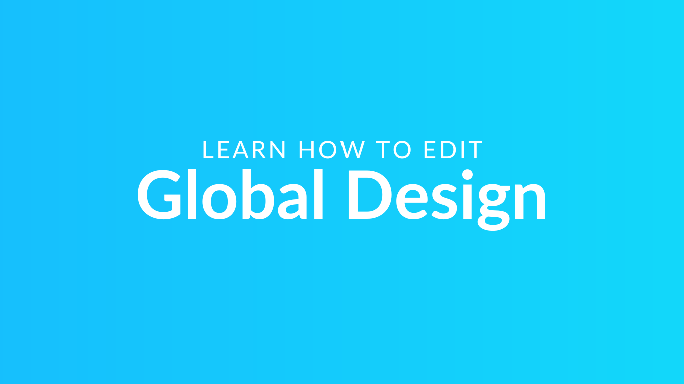 Title text: 'Global Design' in bold font displayed on a computer screen