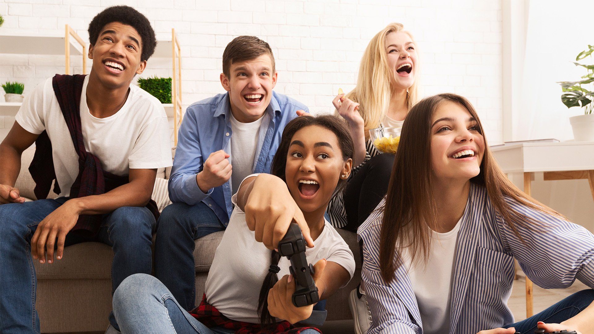 friends playing videogames