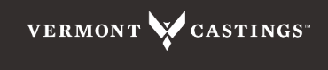 A logo for vermont castings on a black background