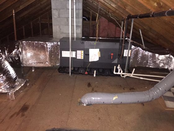 heating system installed in attic