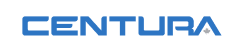 Un logo bleu pour centura sur fond blanc