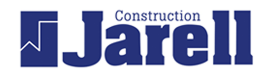 Un logo de construction Jarell bleu sur fond blanc