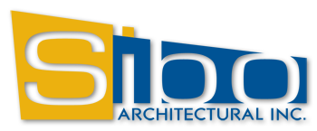 Un logo bleu et jaune pour sibo architectural inc.