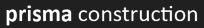Le mot prisma construction est écrit en blanc sur fond noir