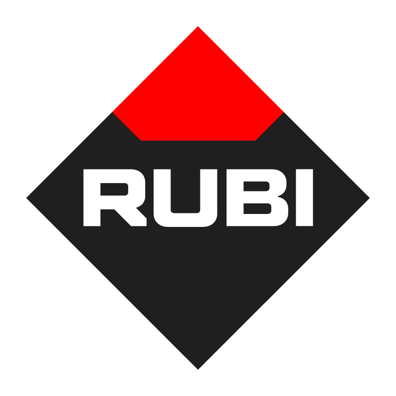 Un logo noir et rouge pour la société rubi
