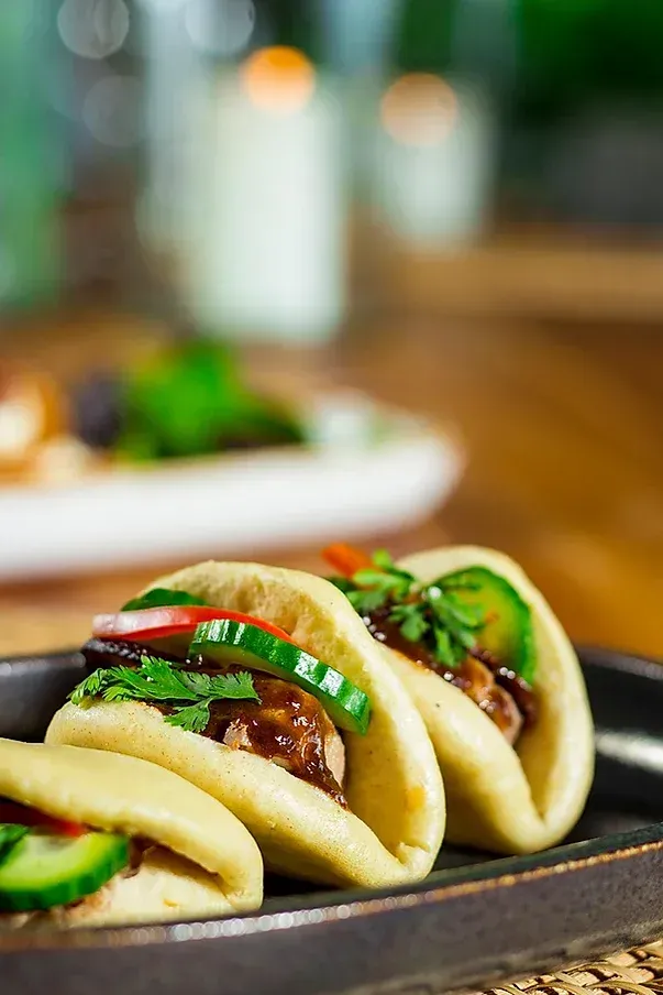 A close up of a plate of food on a table.