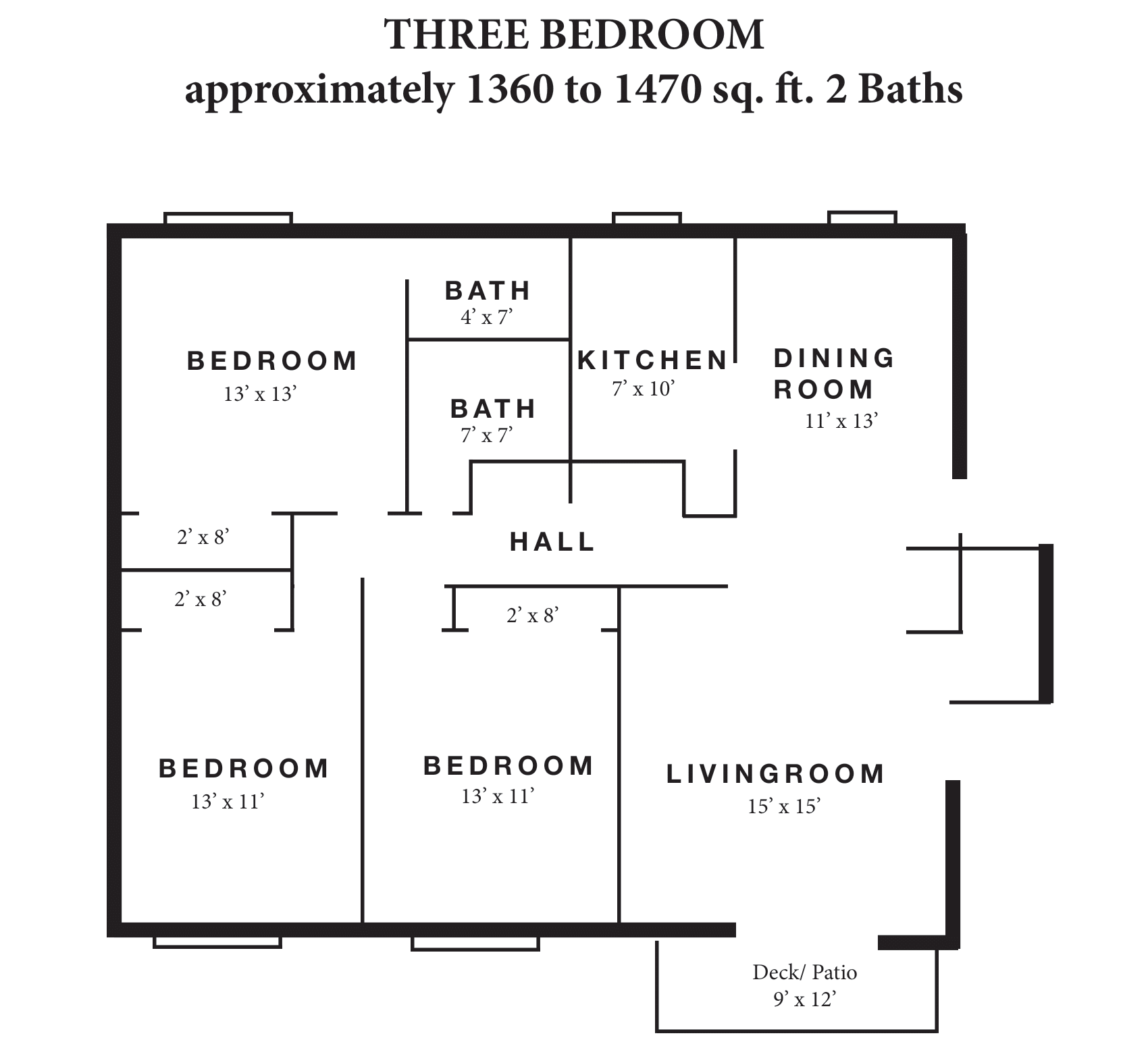 3 bed 2 bath floorplan