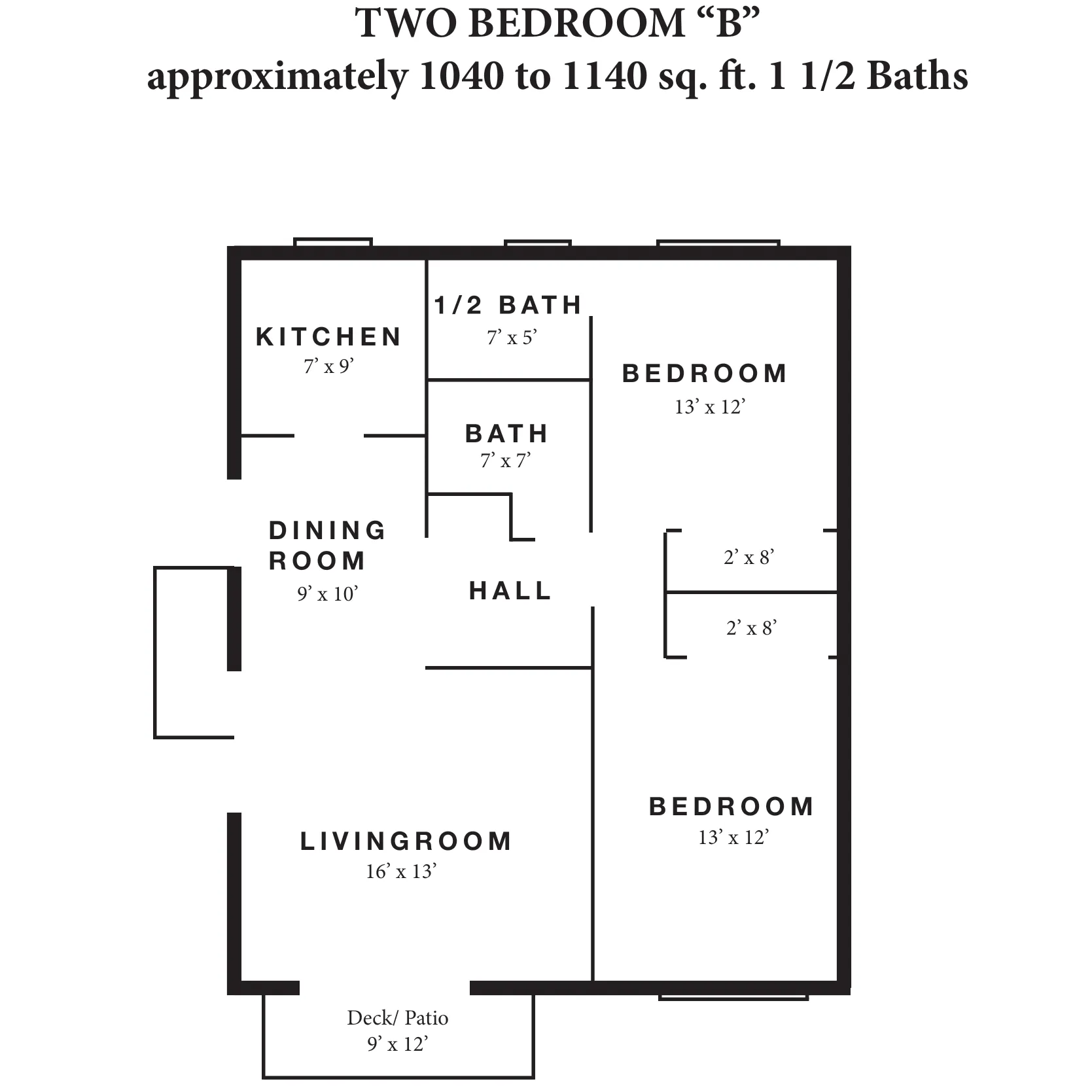 2 Bed | 1.5 Bath floorplan