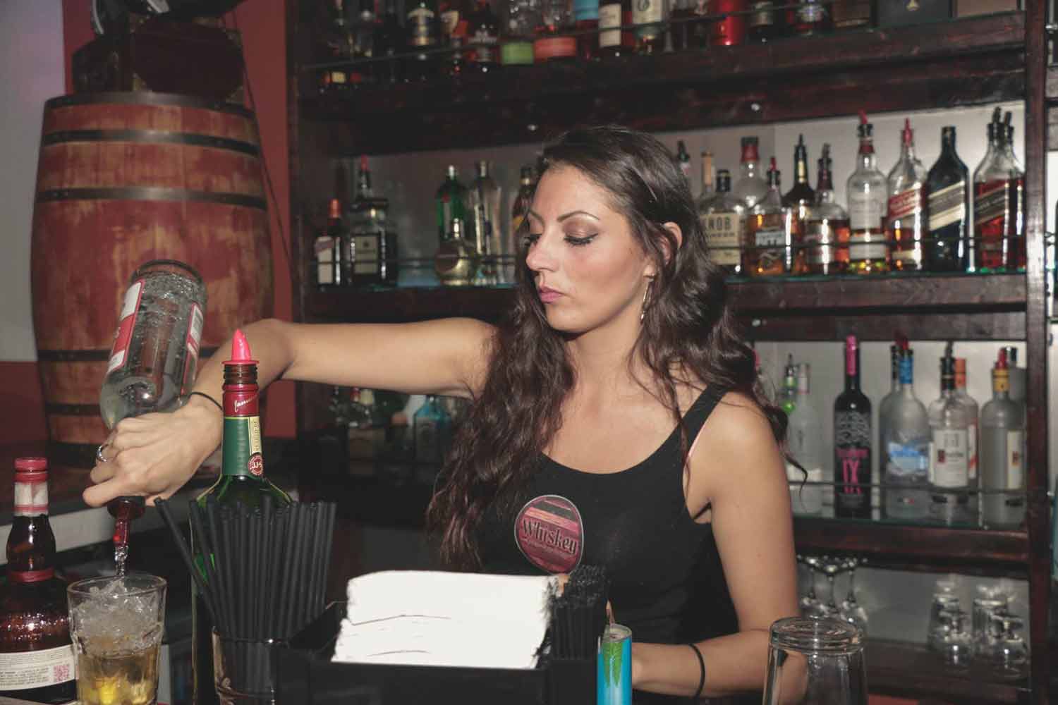 Lady Bartender at Whiskey Lounge — Night Out in Worcester, MA