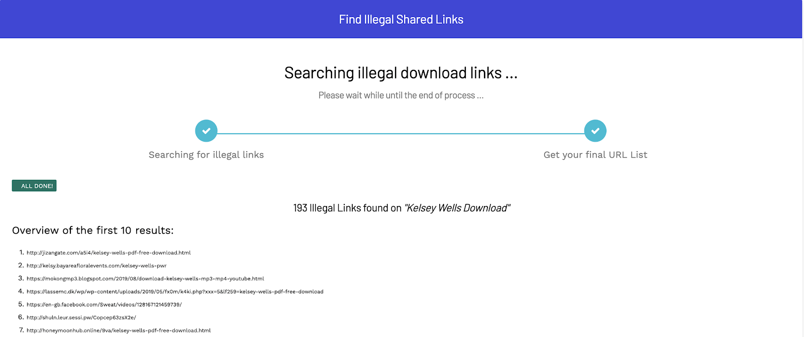 search illegal download links