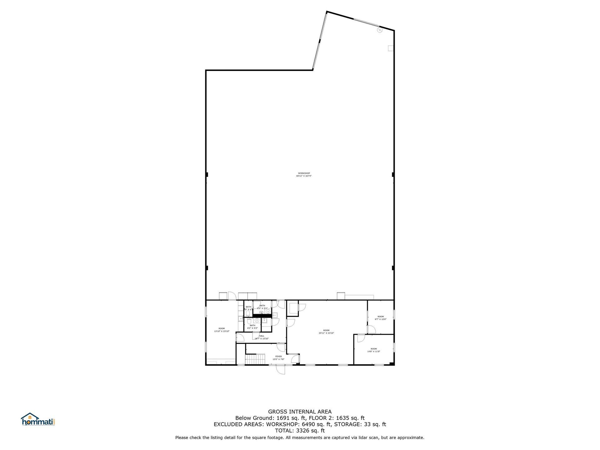 A black and white floor plan of a building on a white background.