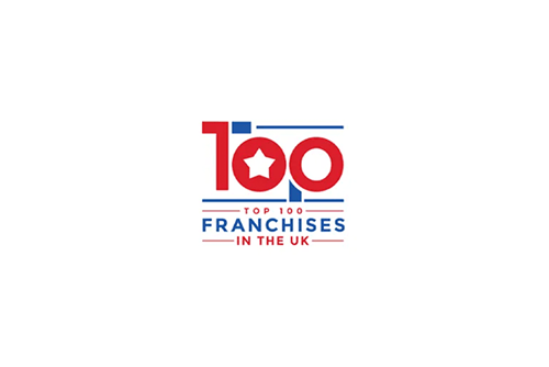 A logo for top 100 franchises in the uk.