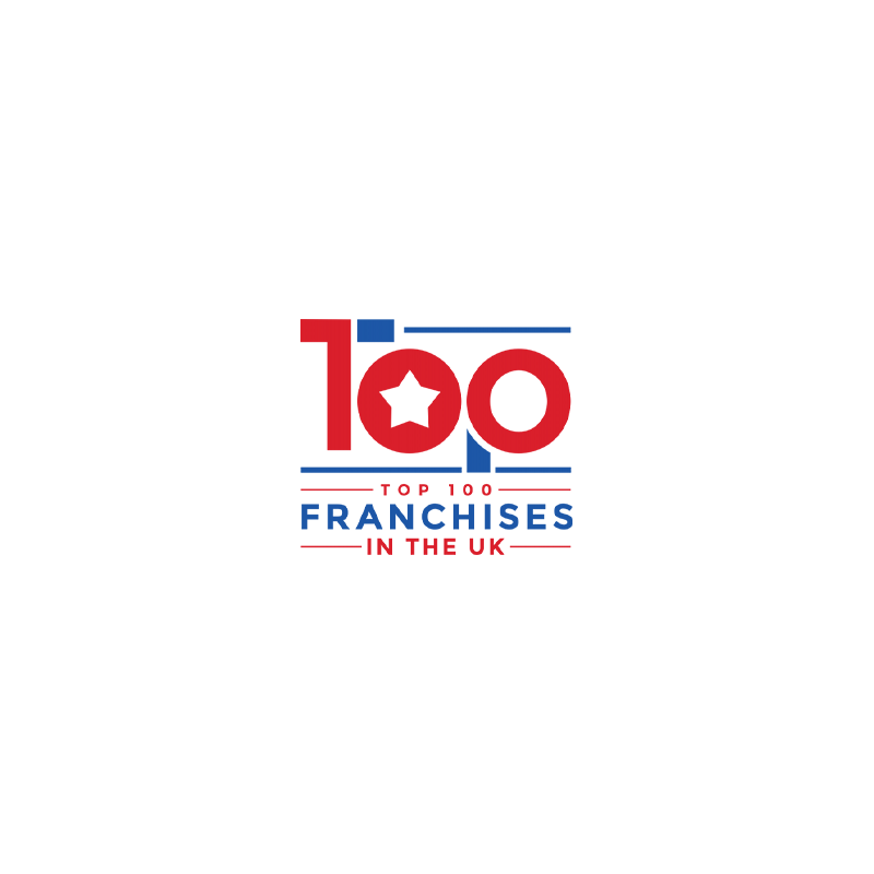 A logo for top 100 franchises in the uk