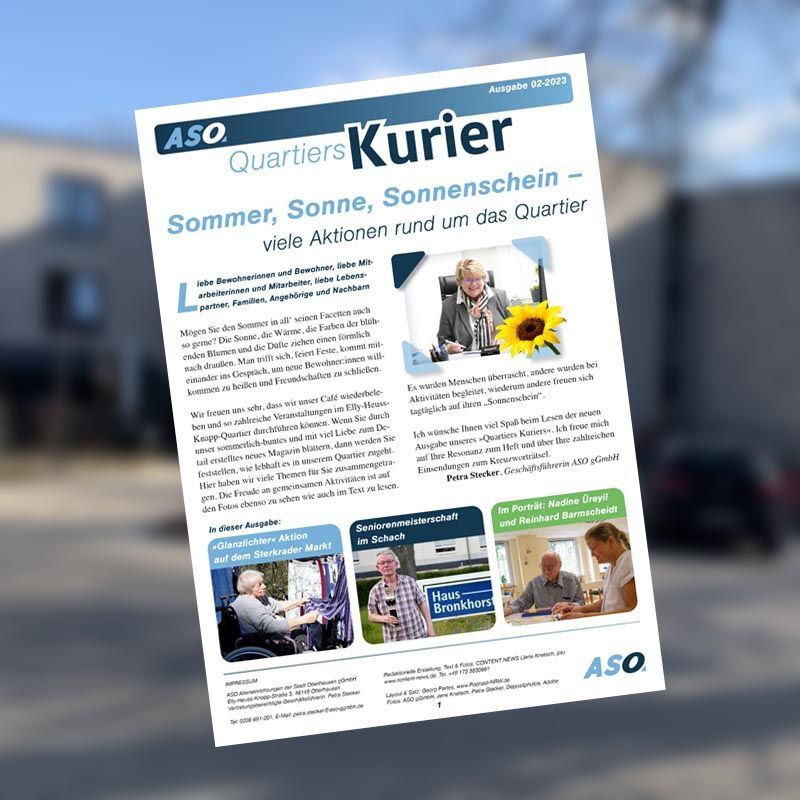 Titelseite vom »QuartiersKurier« der ASO gGmbH