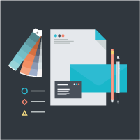 Illustration Grafik-Designer Arbeitsplatz