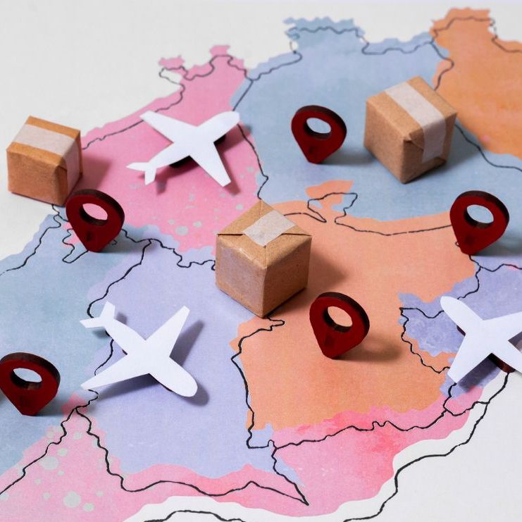 A map with planes and boxes on it for Fraser Corporate Finance.