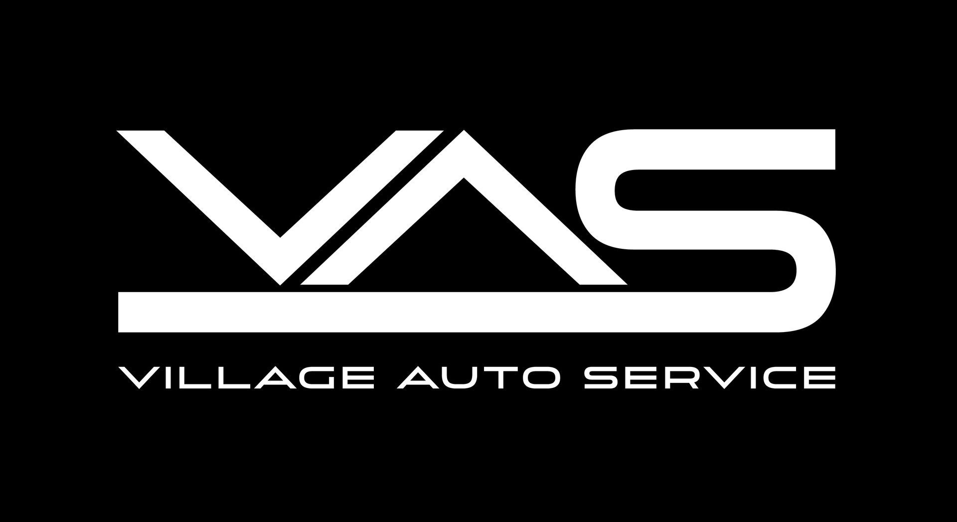 A variation of the Village Auto Service logo with white text and black background