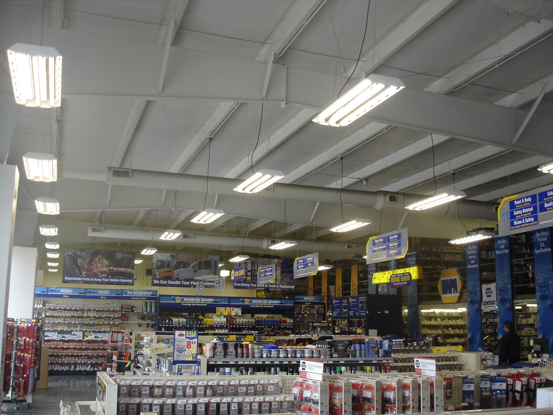The inside of a store with a sign that says napa