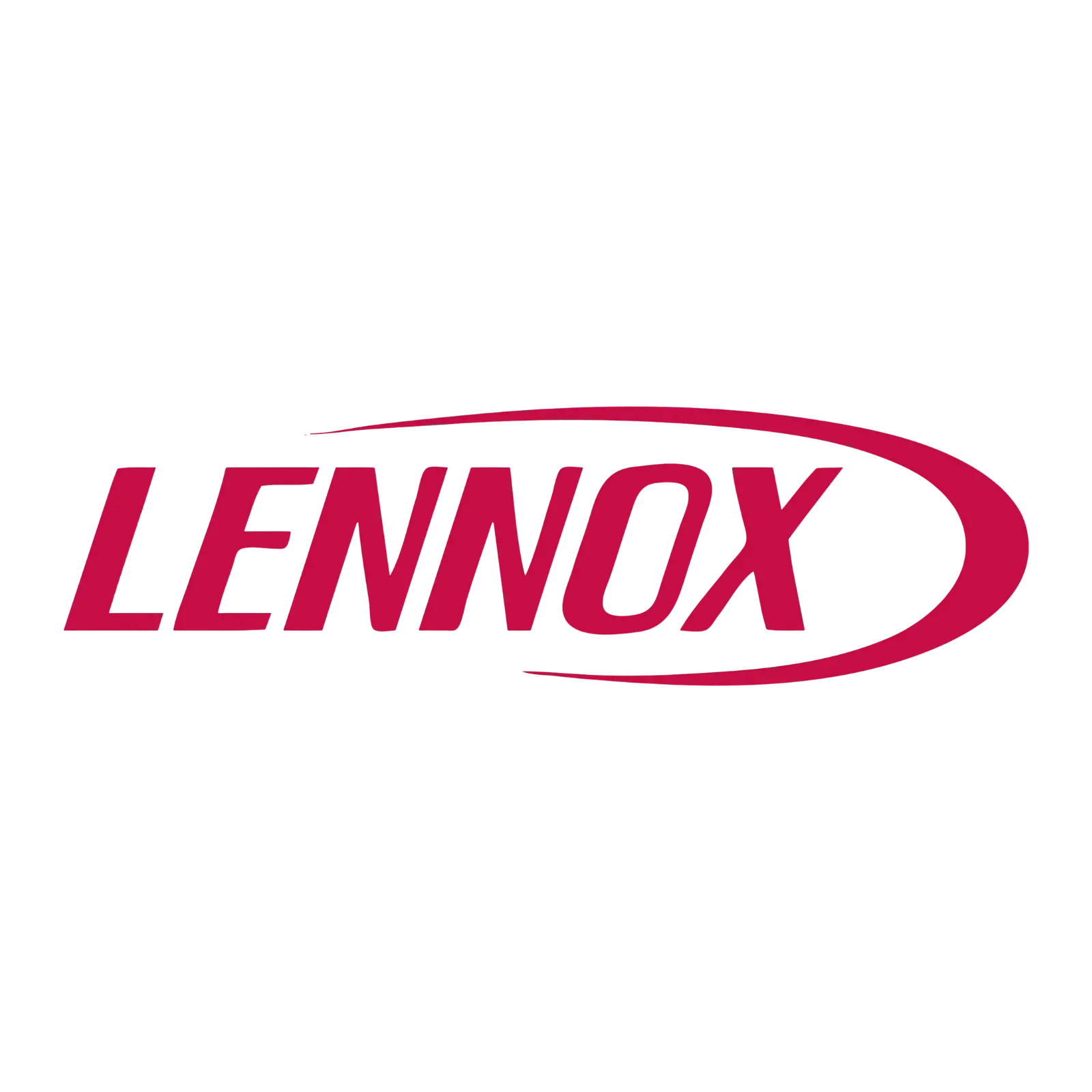 Lennox logo in red italic text with a curved red swoosh on a white background