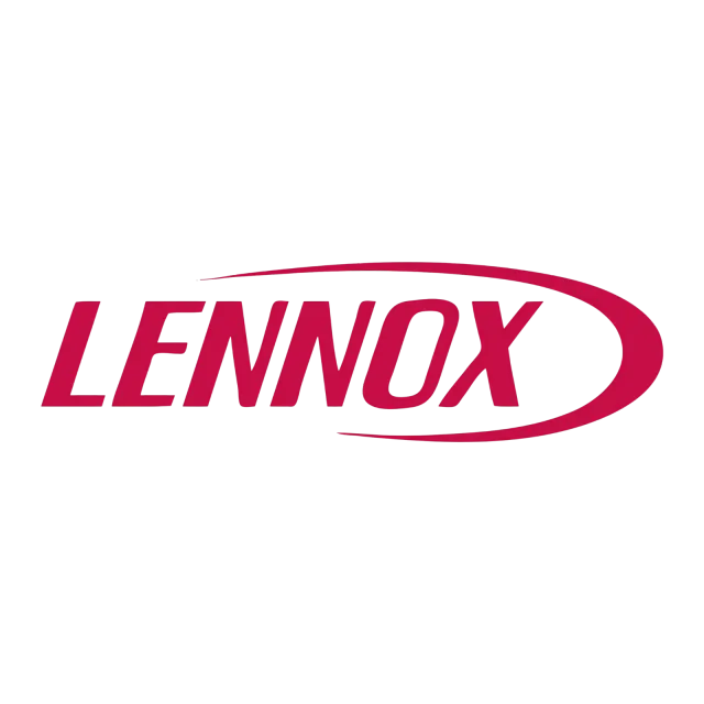 Lennox logo in red italic text with a curved red swoosh on a white background