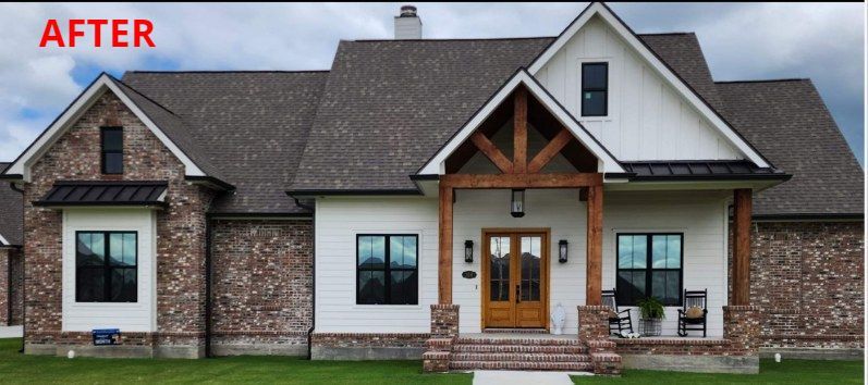 A picture of a house before and after being painted