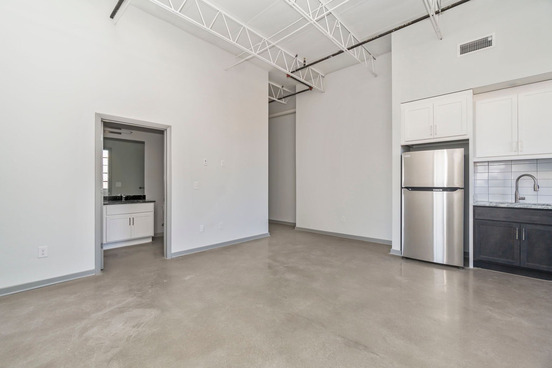 living room and fridge