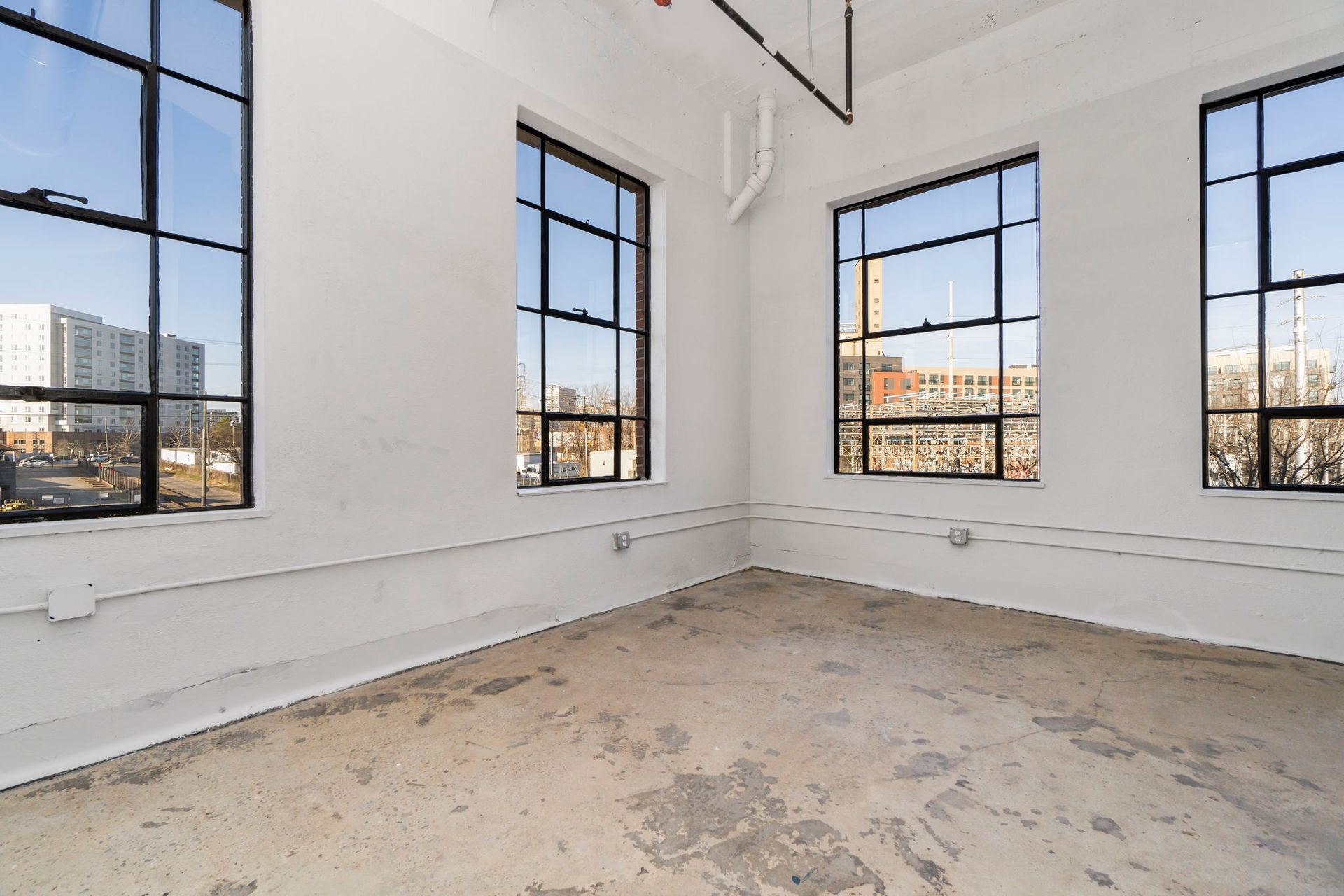 living room windows with city view