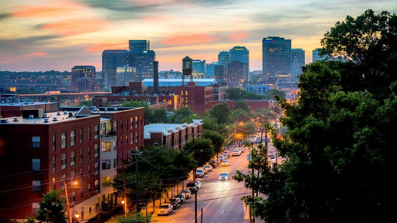 richmond city at sunset