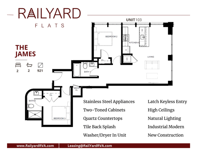 the james 2 bed 2 bath 921 square ft
