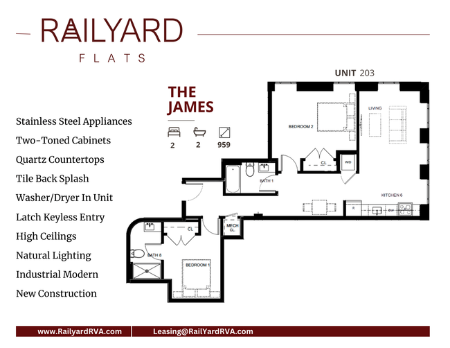 the james 2 bed 2 bath 959 square ft
