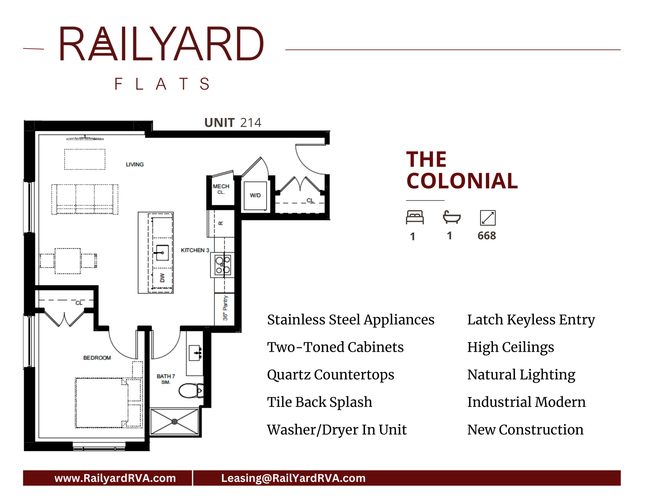 the colonial 1 bed 1 bath 668 sq ft
